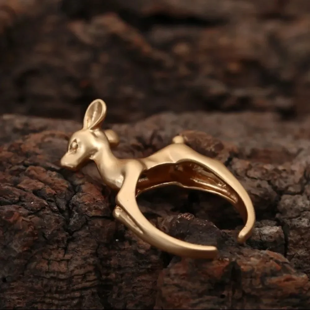 Matte Gold or Silver Bambi Deer Ring Sz 5